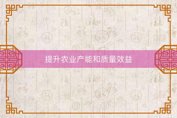 提升农业产能和质量效益