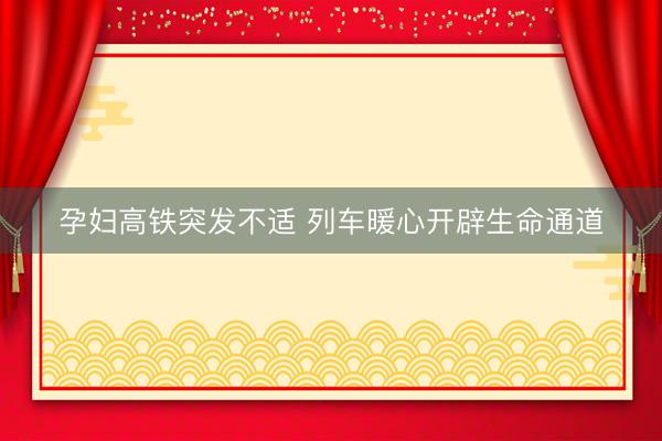 孕妇高铁突发不适 列车暖心开辟生命通道