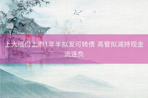 上大股份上市1年半拟发可转债 高管拟减持现金流连负
