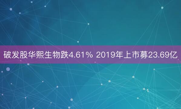 破发股华熙生物跌4.61% 2019年上市募23.69亿