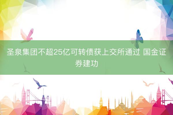 圣泉集团不超25亿可转债获上交所通过 国金证券建功
