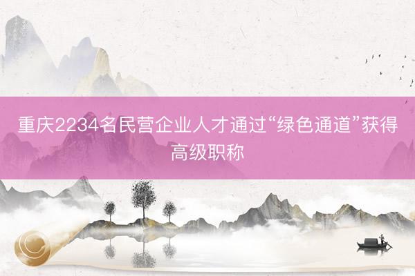 重庆2234名民营企业人才通过“绿色通道”获得高级职称
