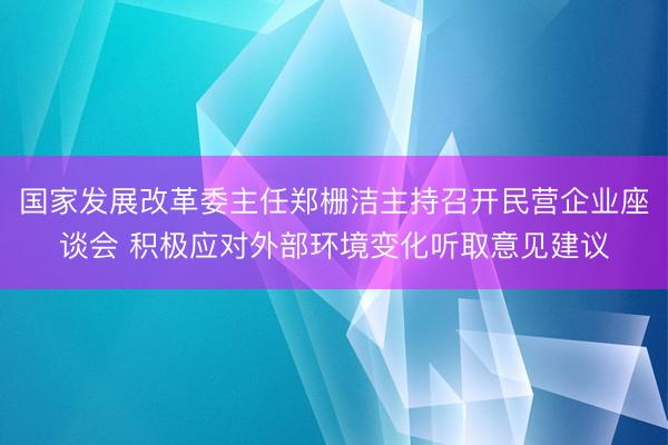 国家发展改革委主任郑栅洁主持召开民营企业座谈会 积极应对外部环境变化听取意见建议