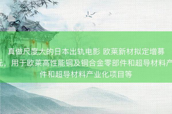 真做尺度大的日本出轨电影 欧莱新材拟定增募资不超5亿元，用于欧莱高性能铜及铜合金零部件和超导材料产业化项目等