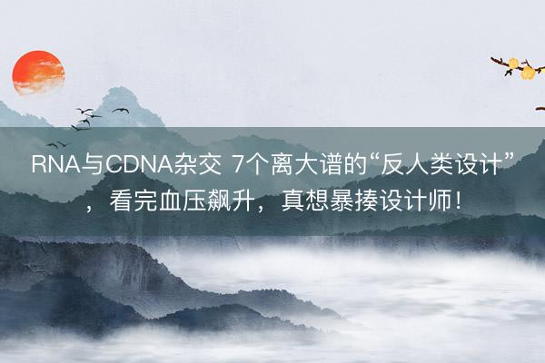 RNA与CDNA杂交 7个离大谱的“反人类设计”，看完血压飙升，真想暴揍设计师！