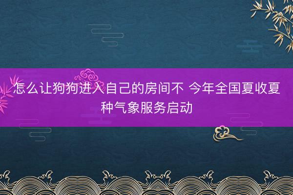 怎么让狗狗进入自己的房间不 今年全国夏收夏种气象服务启动