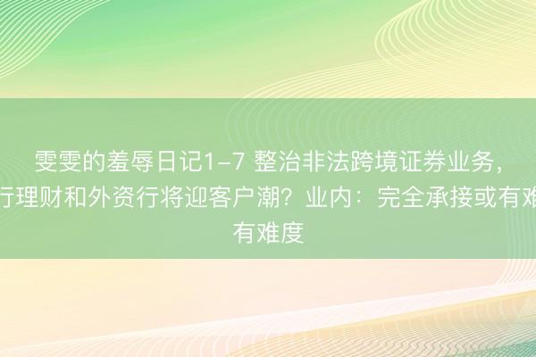 雯雯的羞辱日记1-7 整治非法跨境证券业务，银行理财和外资行将迎客户潮？业内：完全承接或有难度