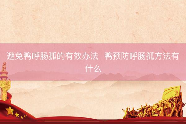 避免鸭呼肠孤的有效办法  鸭预防呼肠孤方法有什么