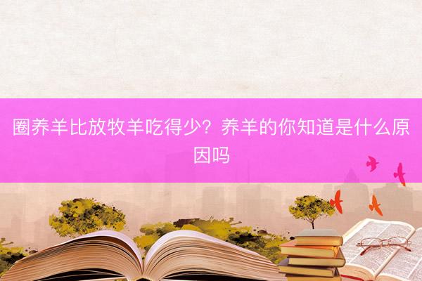 圈养羊比放牧羊吃得少？养羊的你知道是什么原因吗