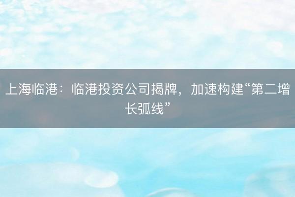 上海临港:临港投资公司揭牌,加速构建“第二增长弧线”