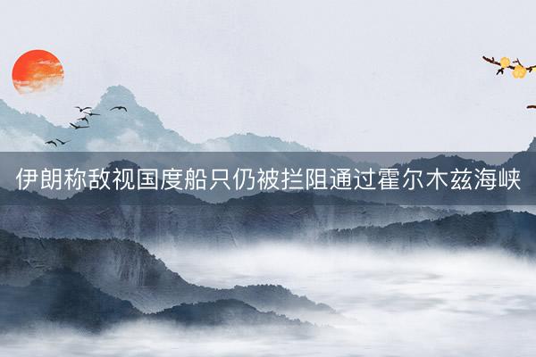 伊朗称敌视国度船只仍被拦阻通过霍尔木兹海峡