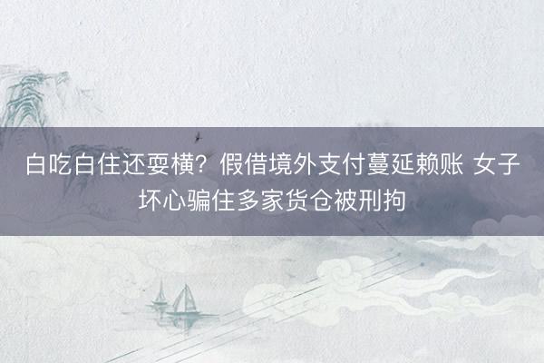 白吃白住还耍横？假借境外支付蔓延赖账 女子坏心骗住多家货仓被刑拘