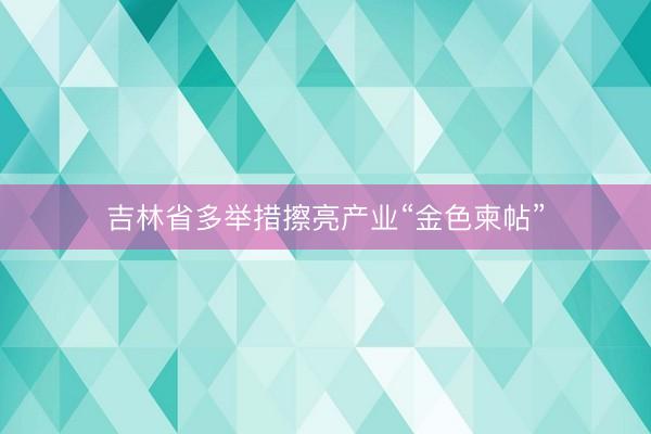吉林省多举措擦亮产业“金色柬帖”