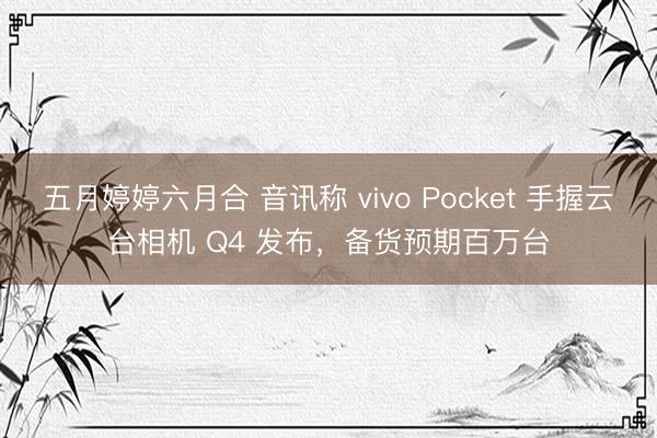 五月婷婷六月合 音讯称 vivo Pocket 手握云台相机 Q4 发布，备货预期百万台