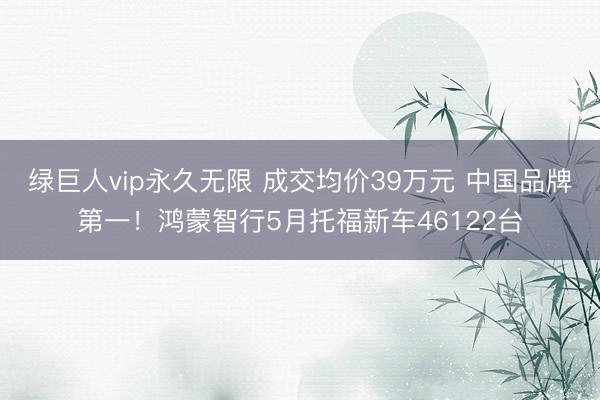 绿巨人vip永久无限 成交均价39万元 中国品牌第一！鸿蒙智行5月托福新车46122台