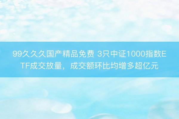 99久久久国产精品免费 3只中证1000指数ETF成交放量,成交额环比均增多超亿元