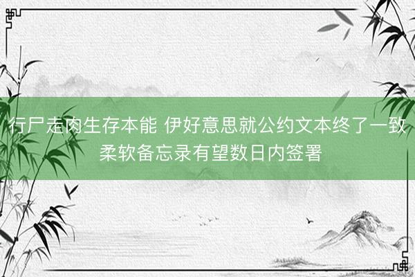行尸走肉生存本能 伊好意思就公约文本终了一致 柔软备忘录有望数日内签署