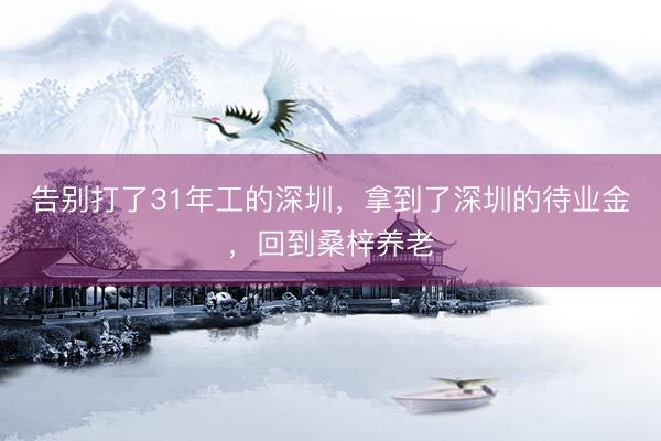 告别打了31年工的深圳，拿到了深圳的待业金，回到桑梓养老